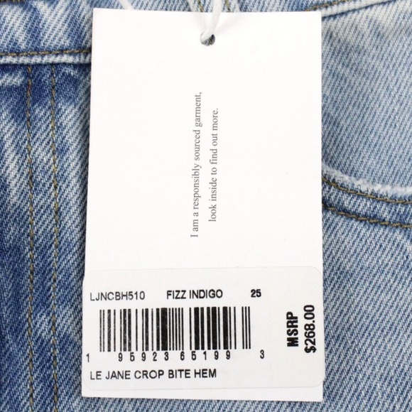 NWT Frame Le Jane Crop Straight Leg Bite Hem Jeans in Fizz Indigo Size 25 - Picture 8 of 9